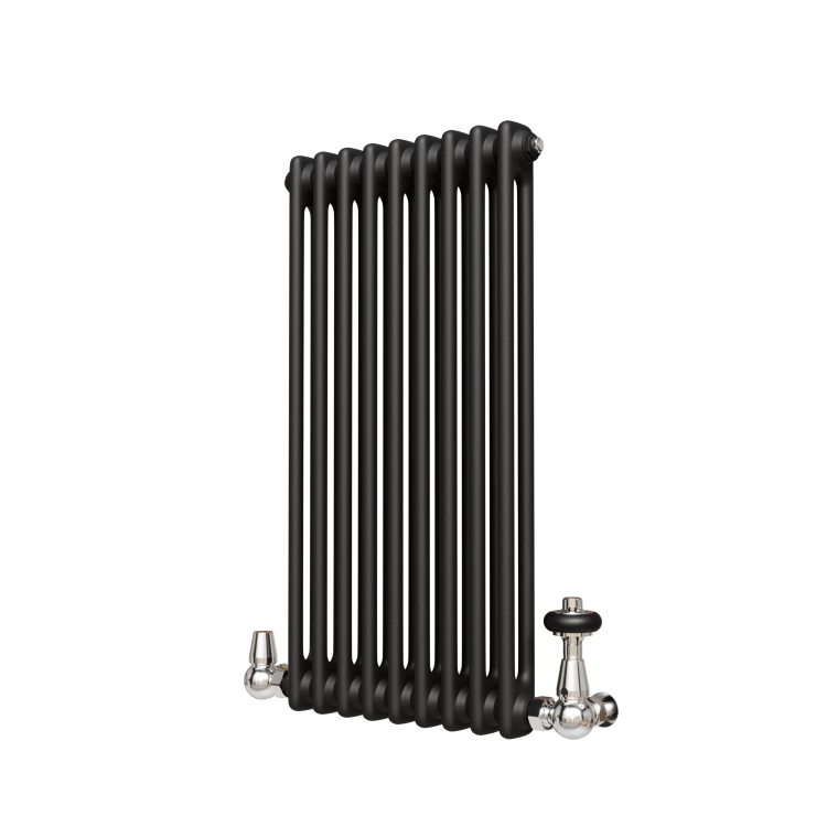 Reggio Midnight Black Horizontal Double Column Traditional Radiator 800x425mm 1416 BTU - Cast Iron Style