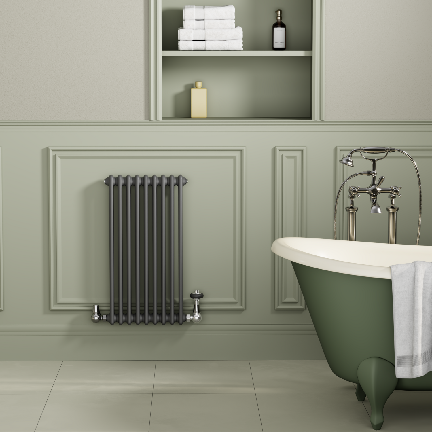Reggio  Horizontal Double Column Radiator 800X425mm 1855 Btu Cast Iron Style HCD9-800-DGCT