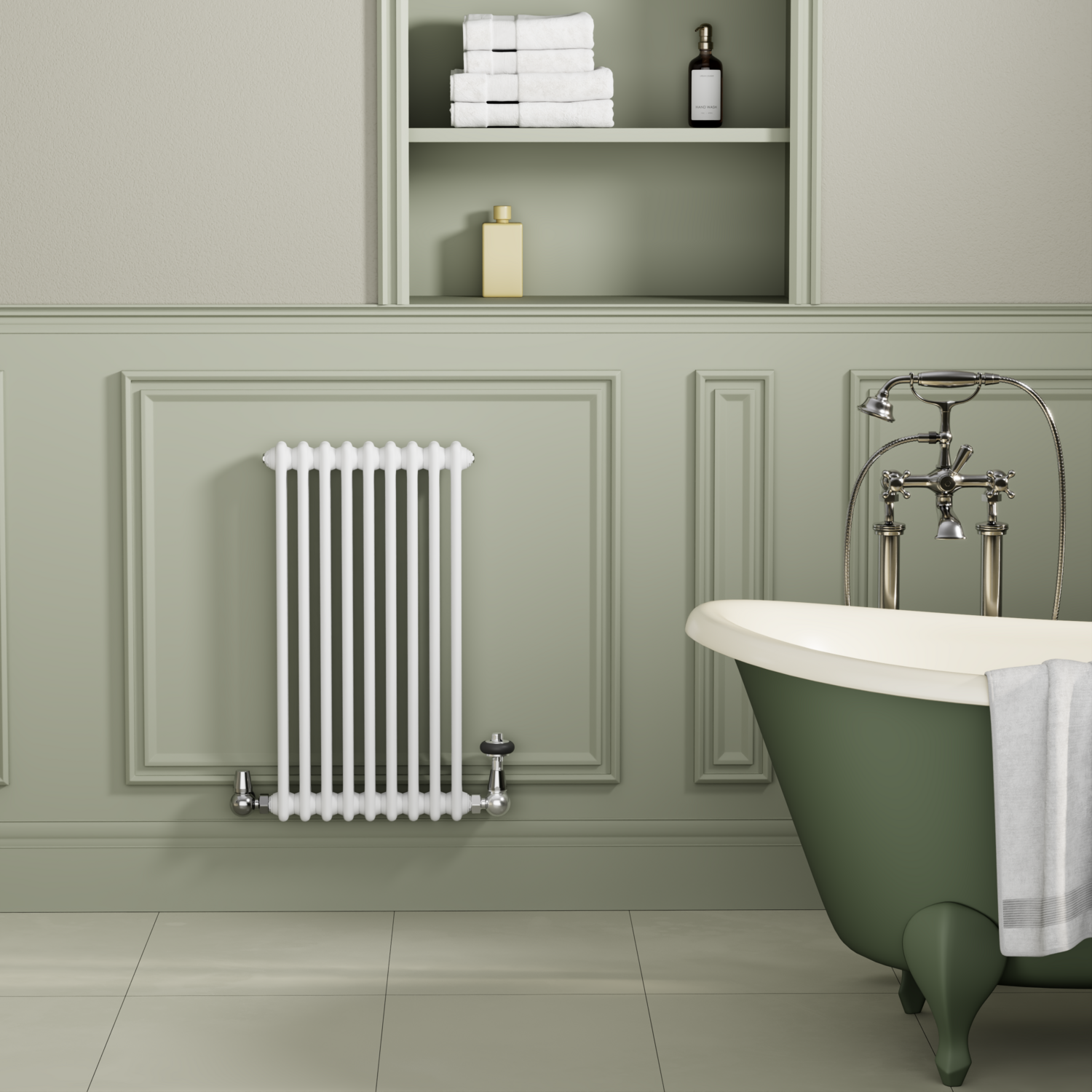 Horizontal Double Column Radiator 800x425mm 1855 BTU Cast Iron Style