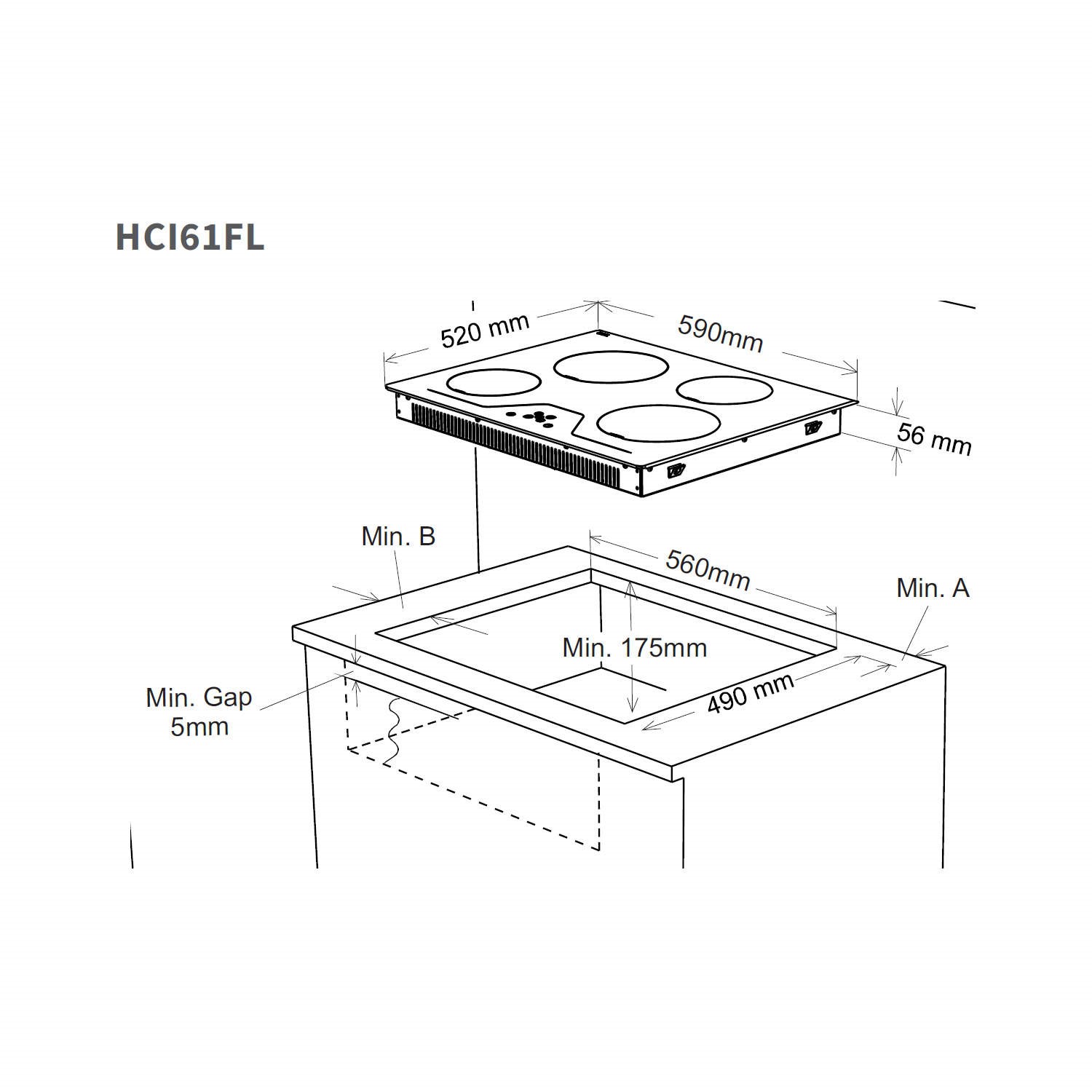 NordMende HCI61FL 60cm Induction Hob Front Bevelled Edge Appliances