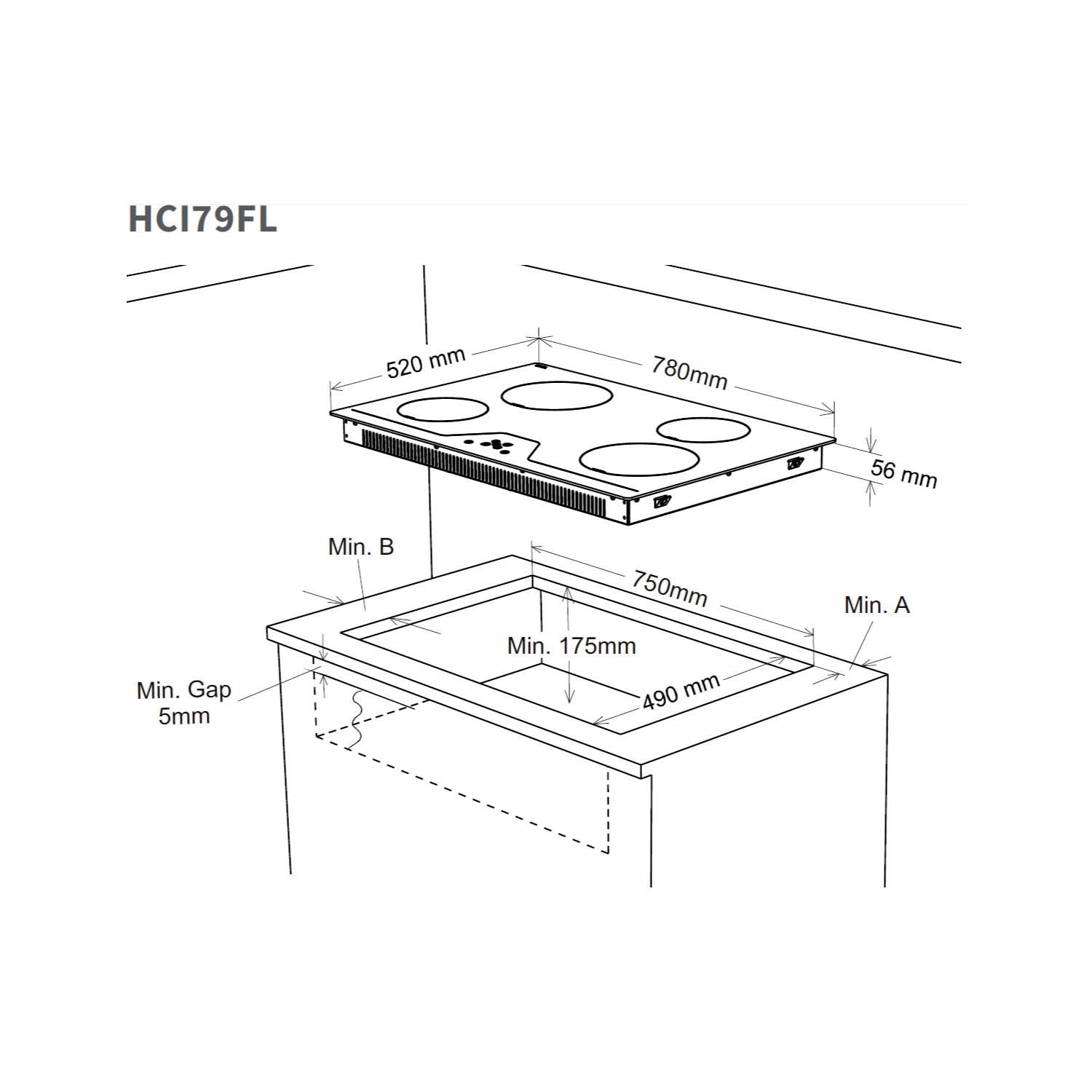 NordMende HCI79FL 78cm Induction Hob Front Bevelled Edge Appliances