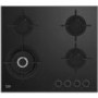 Refurbished Beko HCLW64222S 60cm 4 Burner Gas on Glass Hob Black