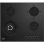 Beko 60cm 4 Burner Gas on Glass Hob - Black