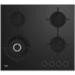 60cm 4 Burner Gas on Glass Hob - Black