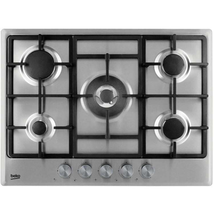 GRADE A2 - Beko HCMW75225SX 68cm Wide Five Burner Gas Hob Stainless Steel