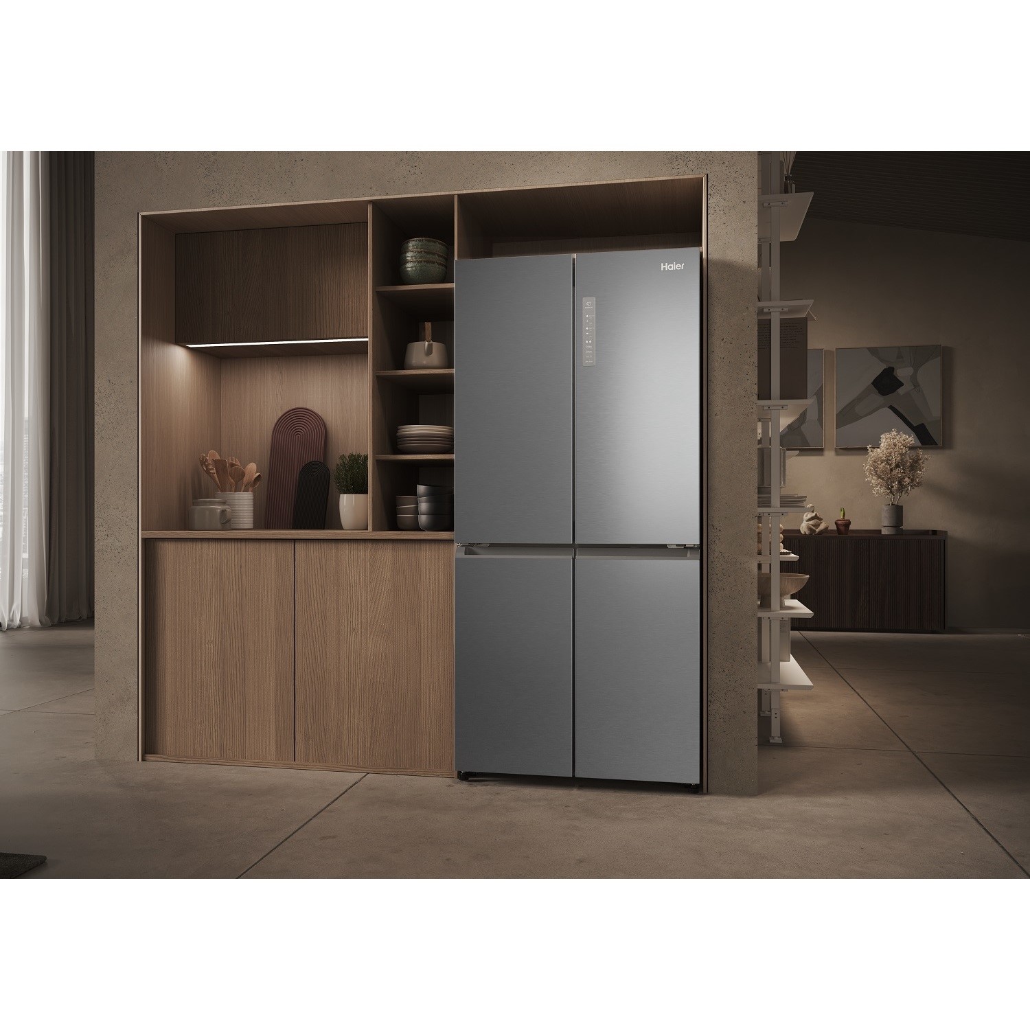 Haier Cube 83 Serie 3 HCR3818ENMM Frigorífico Americano Side by Side No  Frost E Acero Inoxidable, P