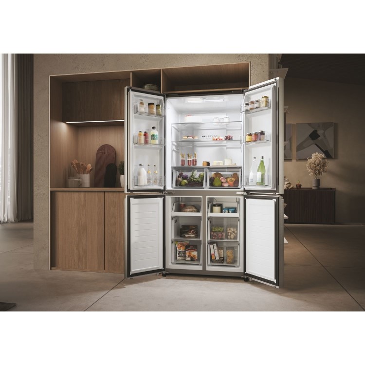 Haier Series 3 467 Litre Side-by-Side American Fridge Freezer - Stainless steel