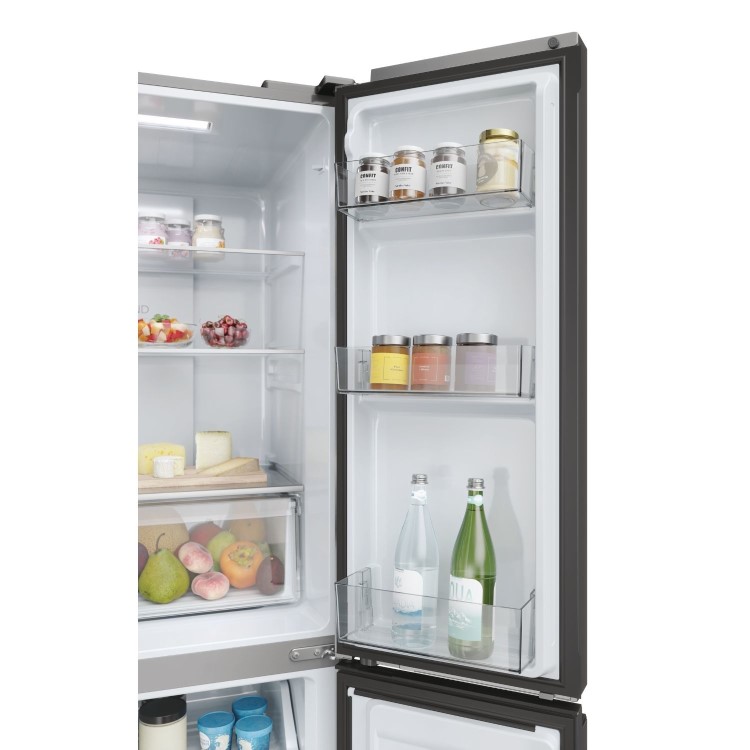 Haier Series 3 463 Litre Four Door American Fridge Freezer - Platinum Inox