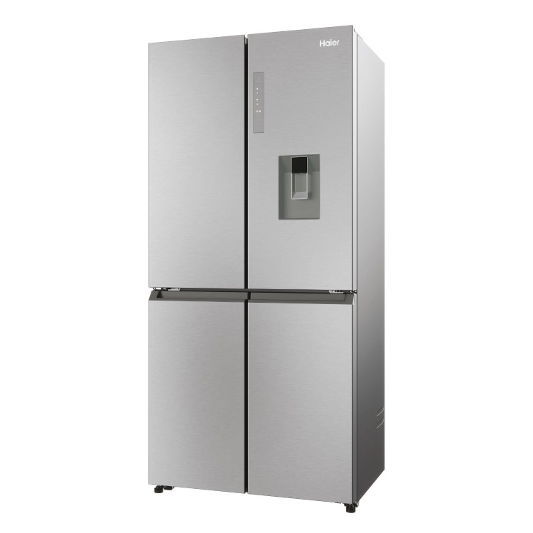 Haier Series 3 463 Litre Four Door American Fridge Freezer - Platinum Inox