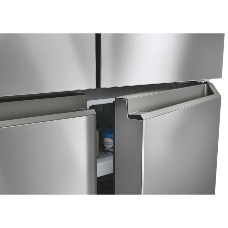 Haier Series 3 463 Litre Four Door American Fridge Freezer - Platinum Inox