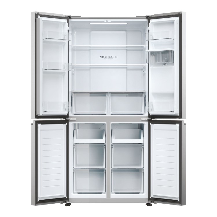 Haier Series 3 463 Litre Four Door American Fridge Freezer - Platinum Inox
