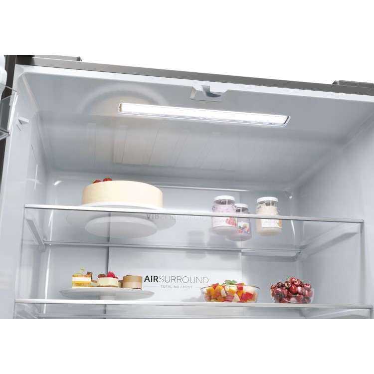 Haier Series 3 463 Litre Four Door American Fridge Freezer - Platinum Inox