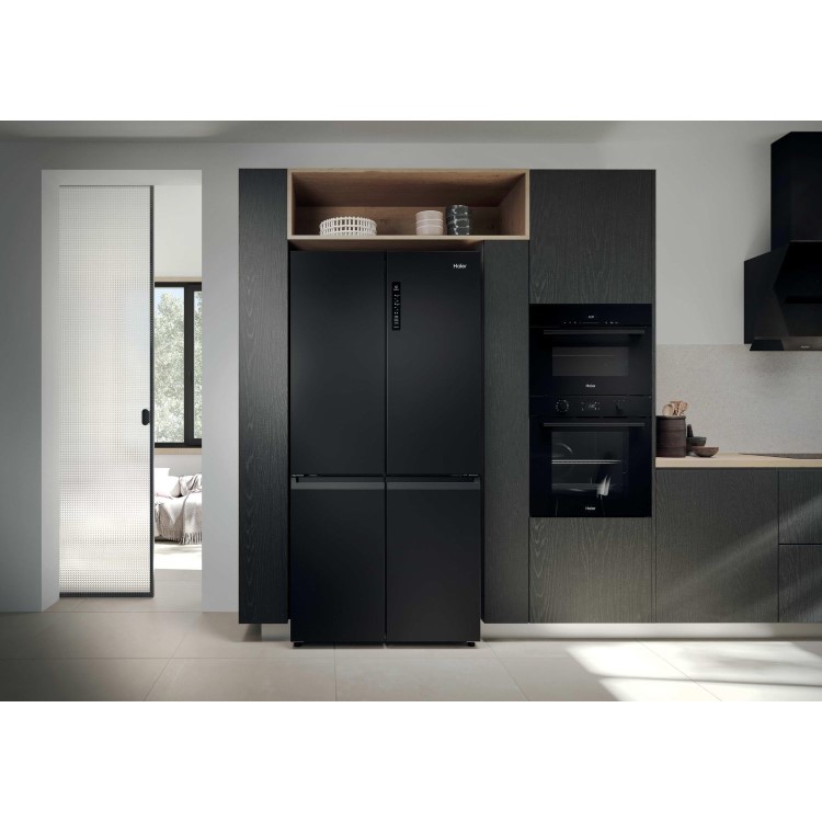 Haier Series 3 250 Litre Side-by-Side American Fridge Freezer -  Black