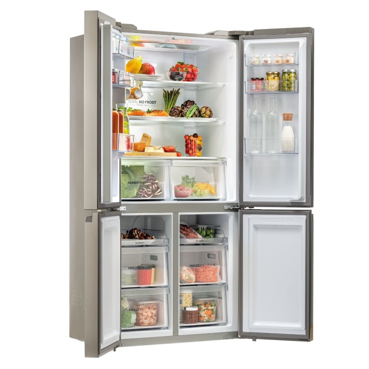 Refurbished Haier Series 5 HCR59F19ENMM Freestanding 643 Litre Frost Free American Fridge Freezer Stainless Steel