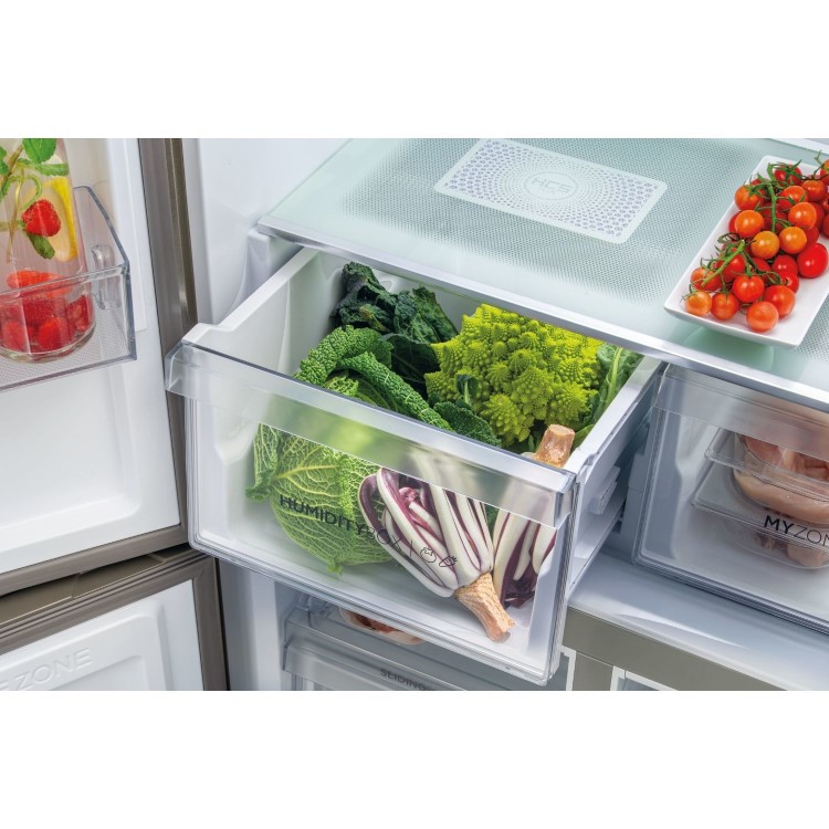 Refurbished Haier Series 5 HCR59F19ENMM Freestanding 643 Litre Frost Free American Fridge Freezer Stainless Steel