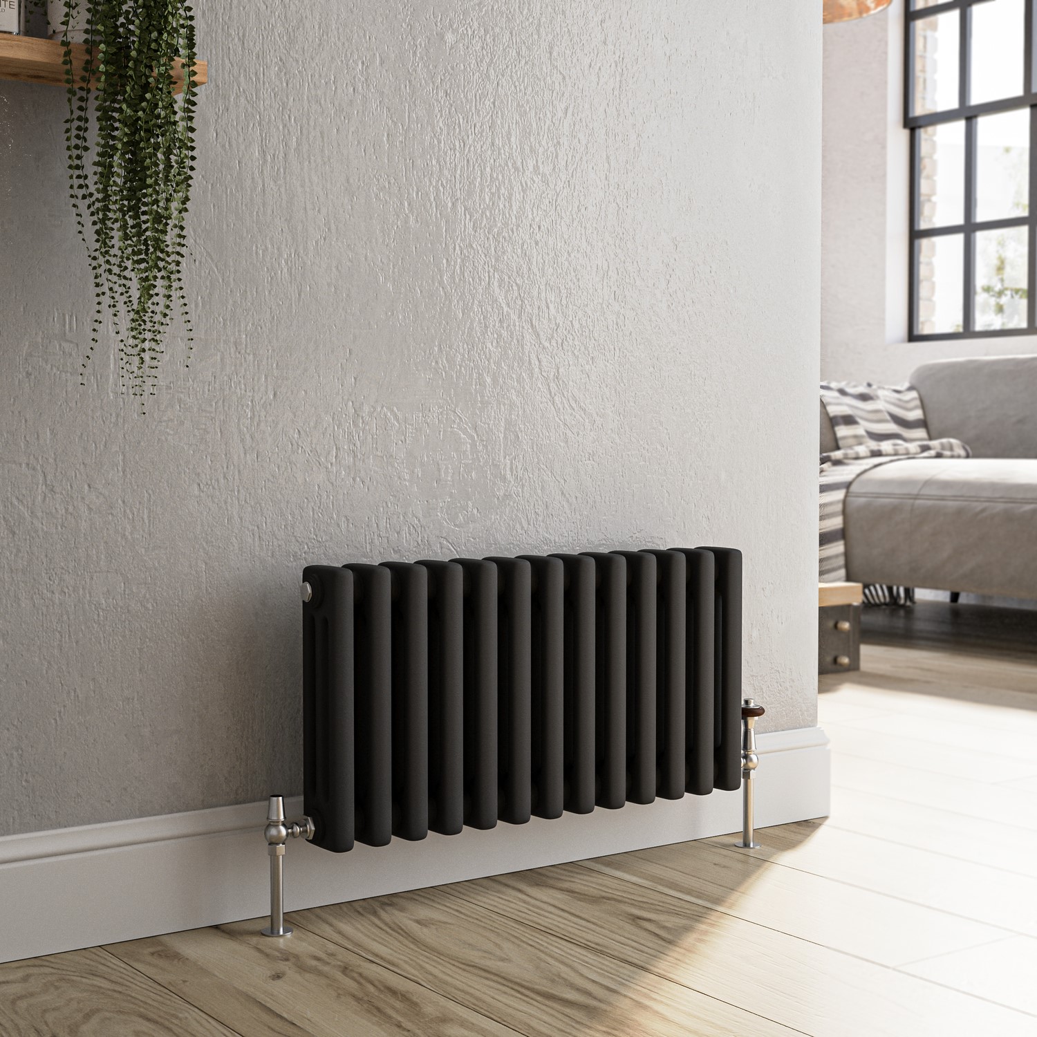Midnight Horizontal Triple Column Traditional Radiator 300x605mm 1341 BTU Cast Iron Style