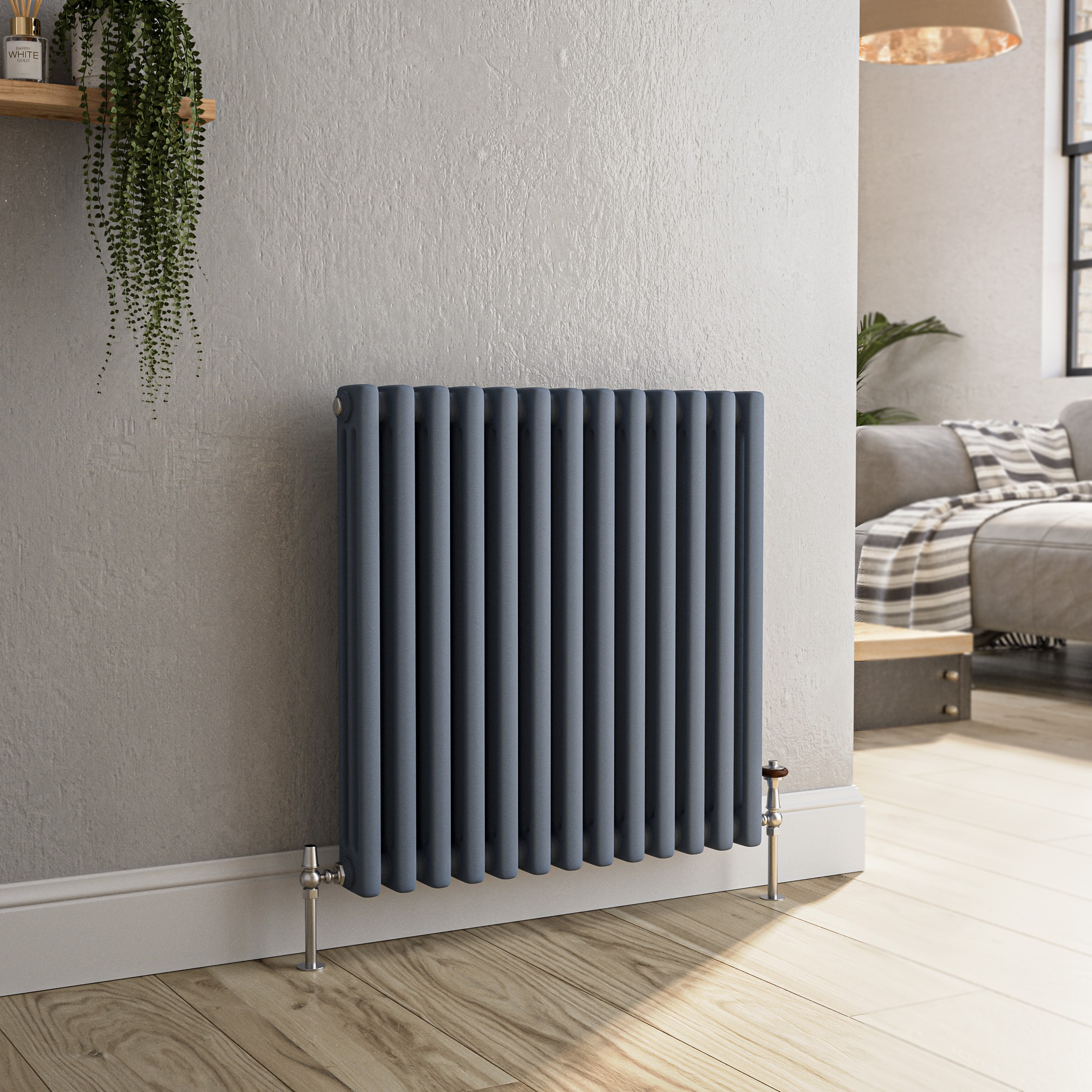 Reggio  Horizontal Triple Column Traditional Radiator 600X605mm 2586 Btu Cast Iron Style HCT13-600-DGCT