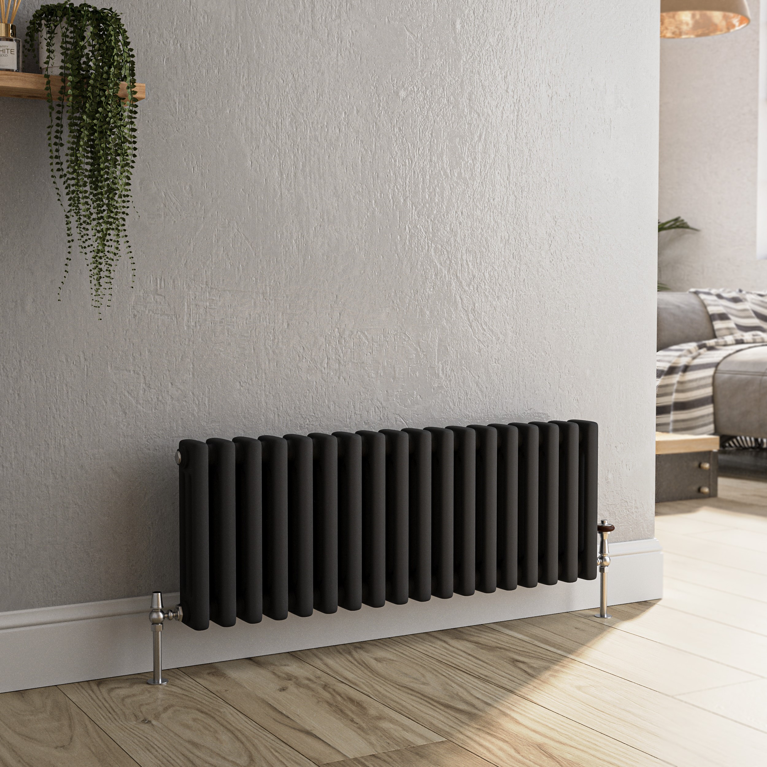 Midnight Horizontal Triple Column Traditional Radiator 300x830mm 1857 BTU Cast Iron Style