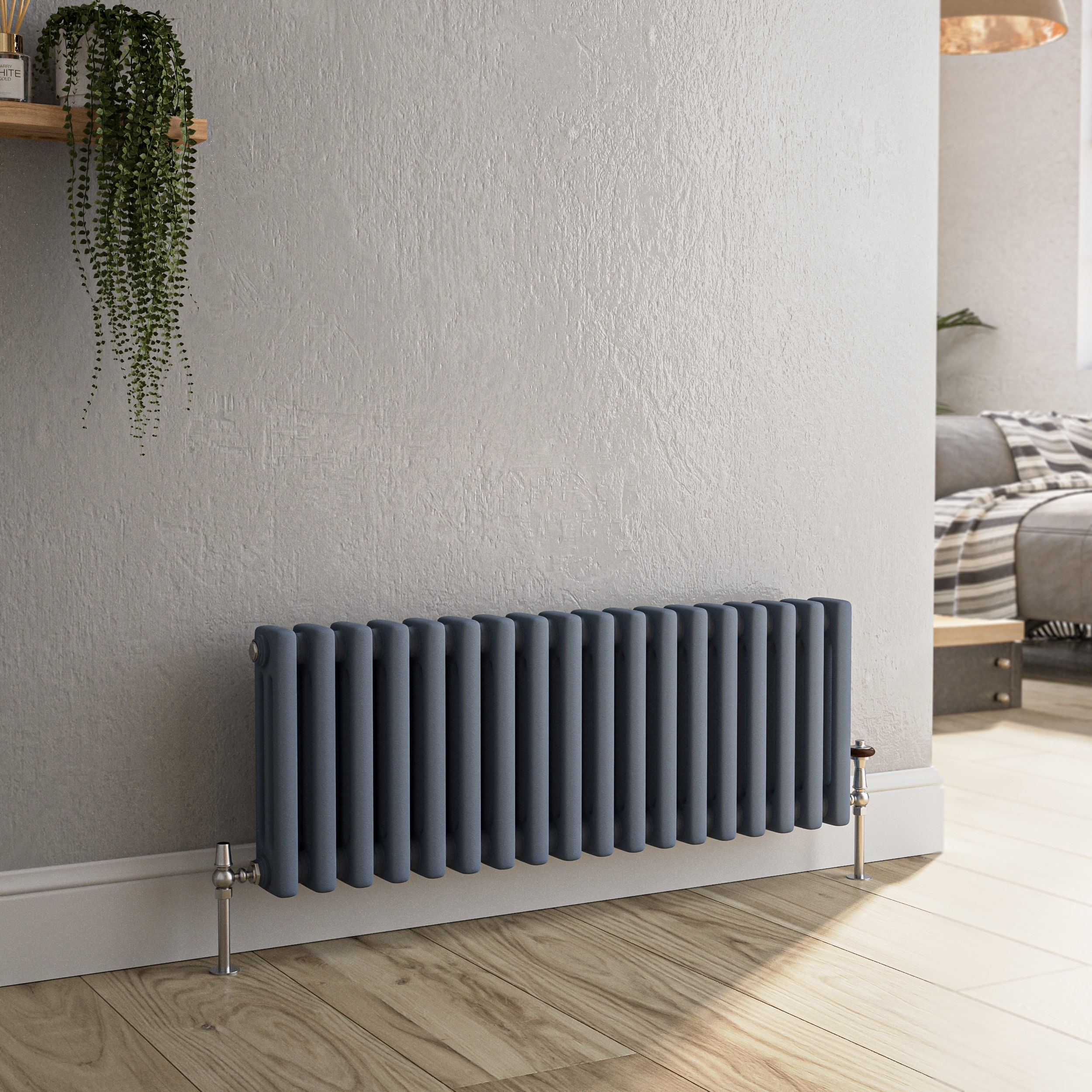 Horizontal Triple Column Traditional Radiator 300x830mm 1857 BTU Cast Iron Style