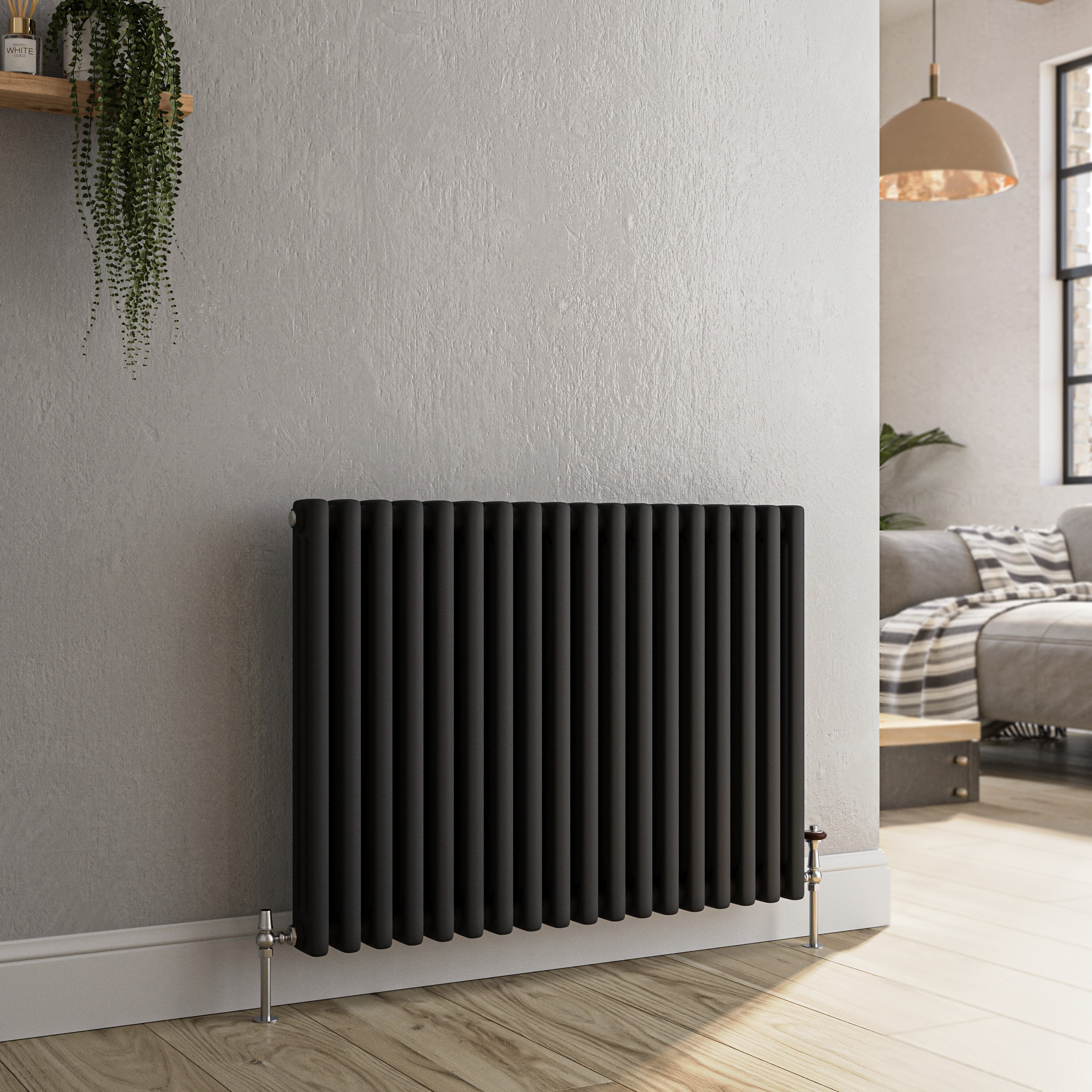 Midnight Horizontal Triple Column Traditional Radiator 600x830mm 3581 BTU Cast Iron Style