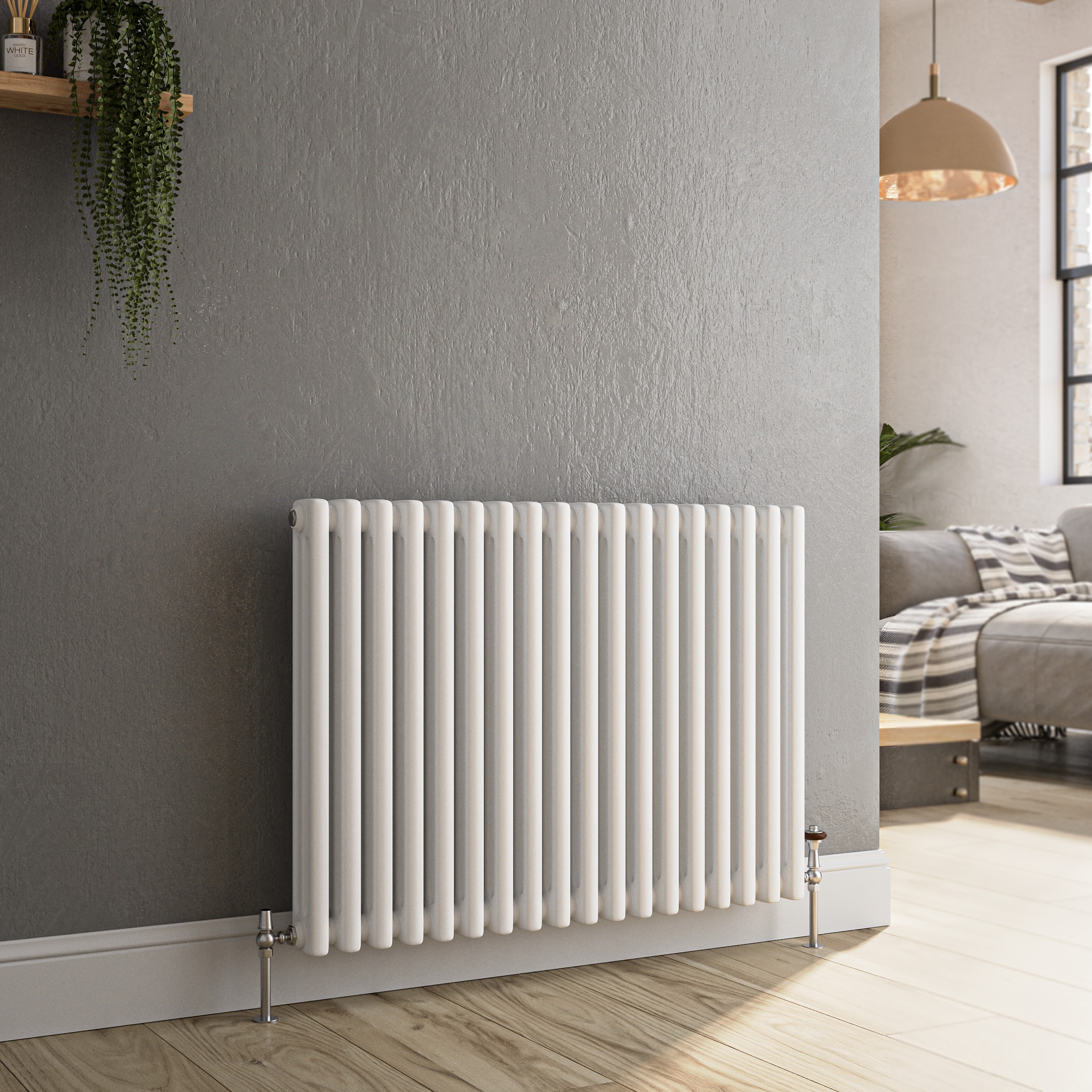 Reggio White Horizontal Triple Column Traditional Radiator 600X830mm 3581 Btu - Cast Iron Style Size 83