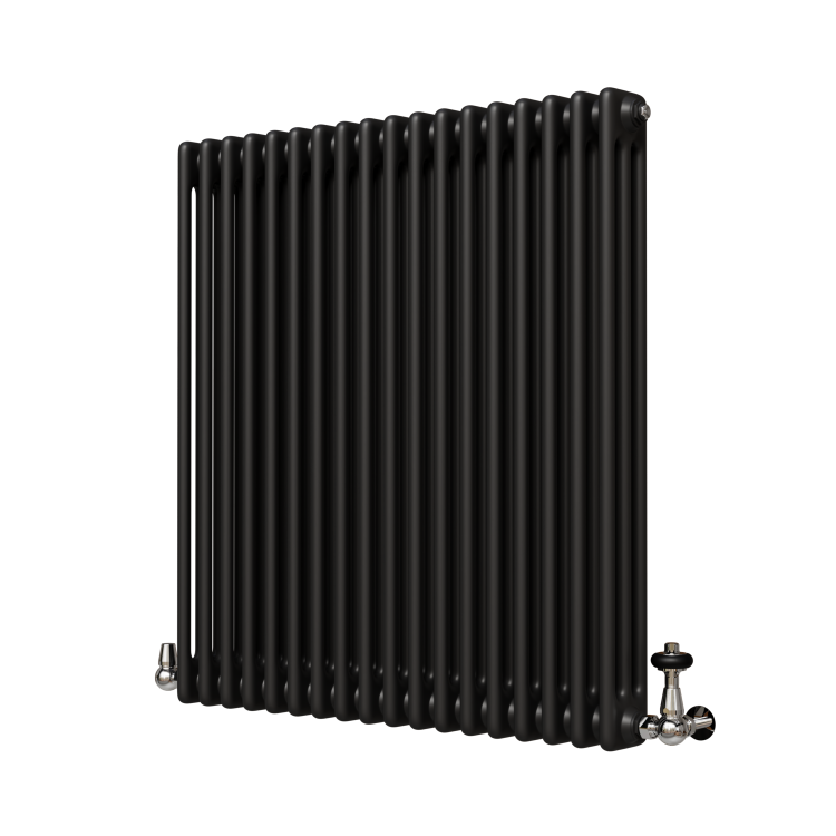 Reggio Midnight Black Horizontal Triple Column Traditional Radiator 800x830mm 3581 BTU - Cast Iron Style