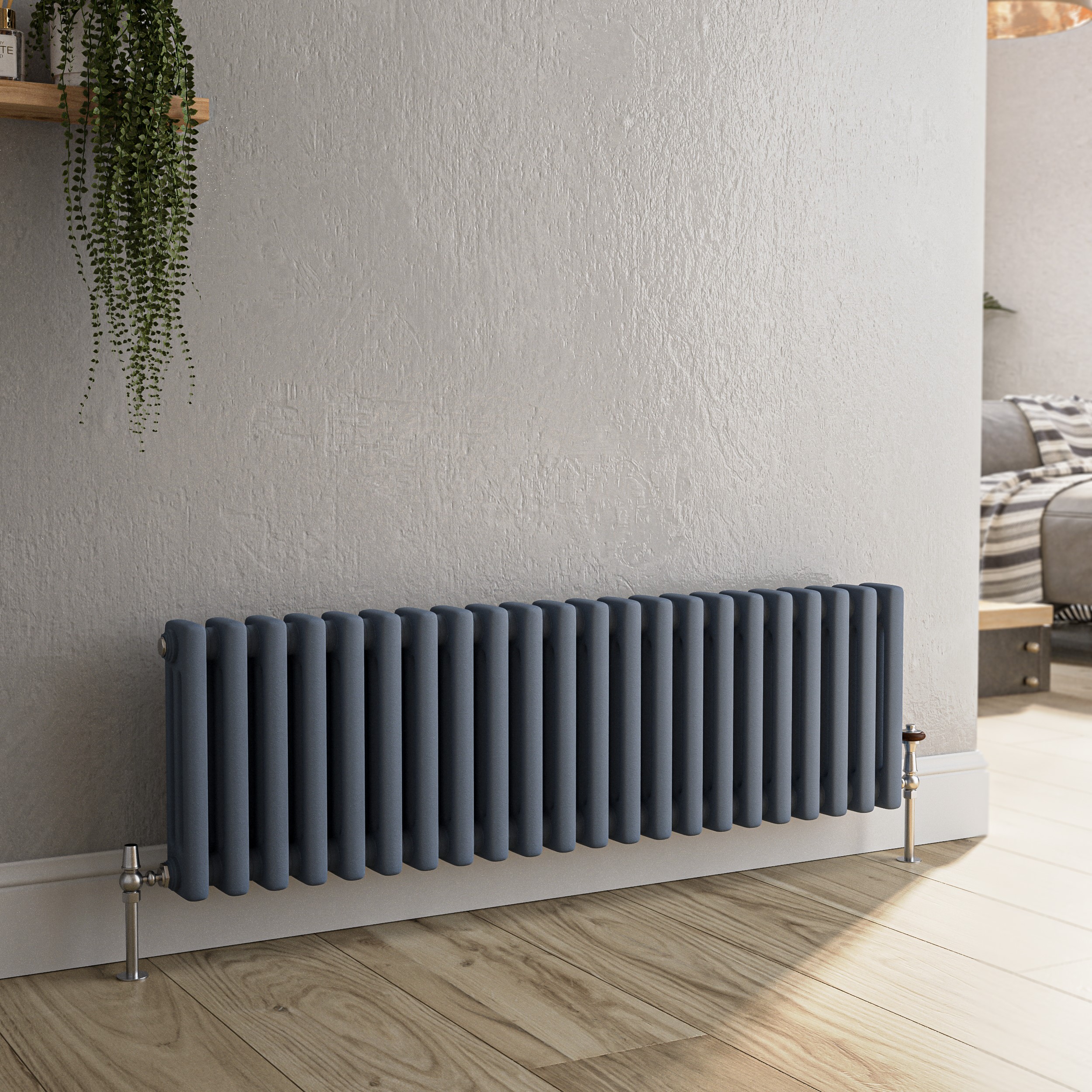 Reggio  Horizontal Triple Column Traditional Radiator 300X1010mm 2269 Btu Cast Iron Style HCT22-300-DGCT