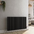 Reggio Midnight Black Horizontal Triple Column Traditional Radiator 600x1010mm 4377 BTU - Cast Iron Style
