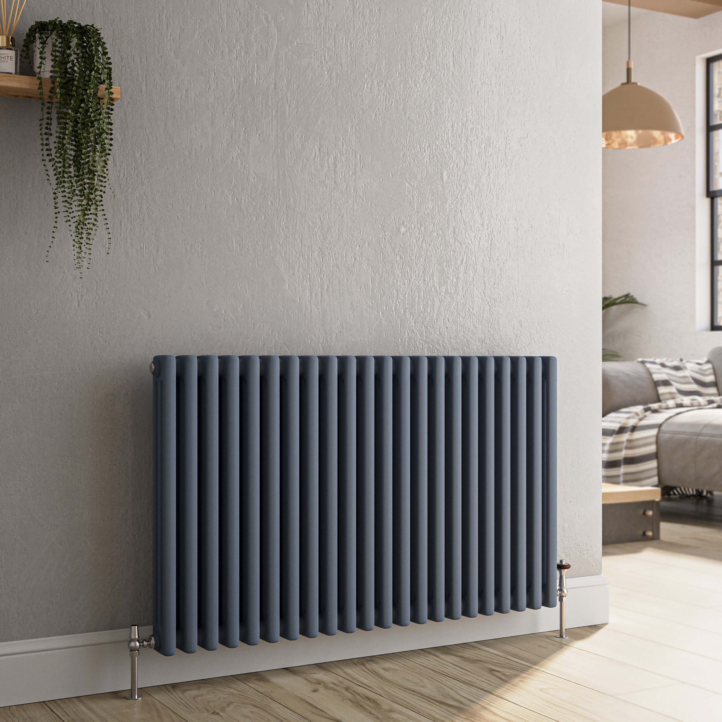 Photos - Radiator iRon Reggio Anthracite Horizontal Triple Column Traditional  600x1010mm 4377 BTU - Cast  Style HCT22-600-DGCT 