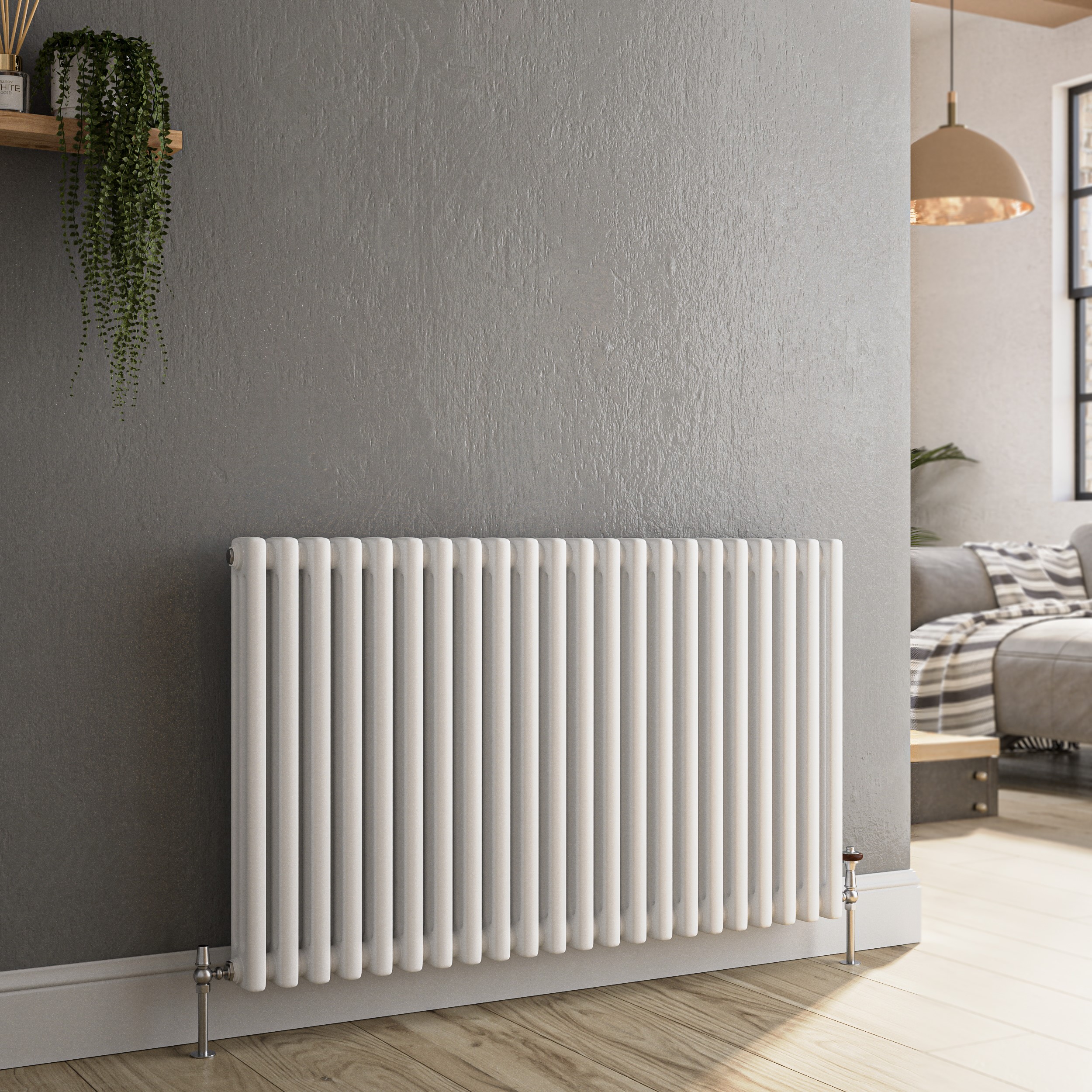 Horizontal Triple Column Traditional Radiator 600x1010mm 4377 BTU Cast Iron Style