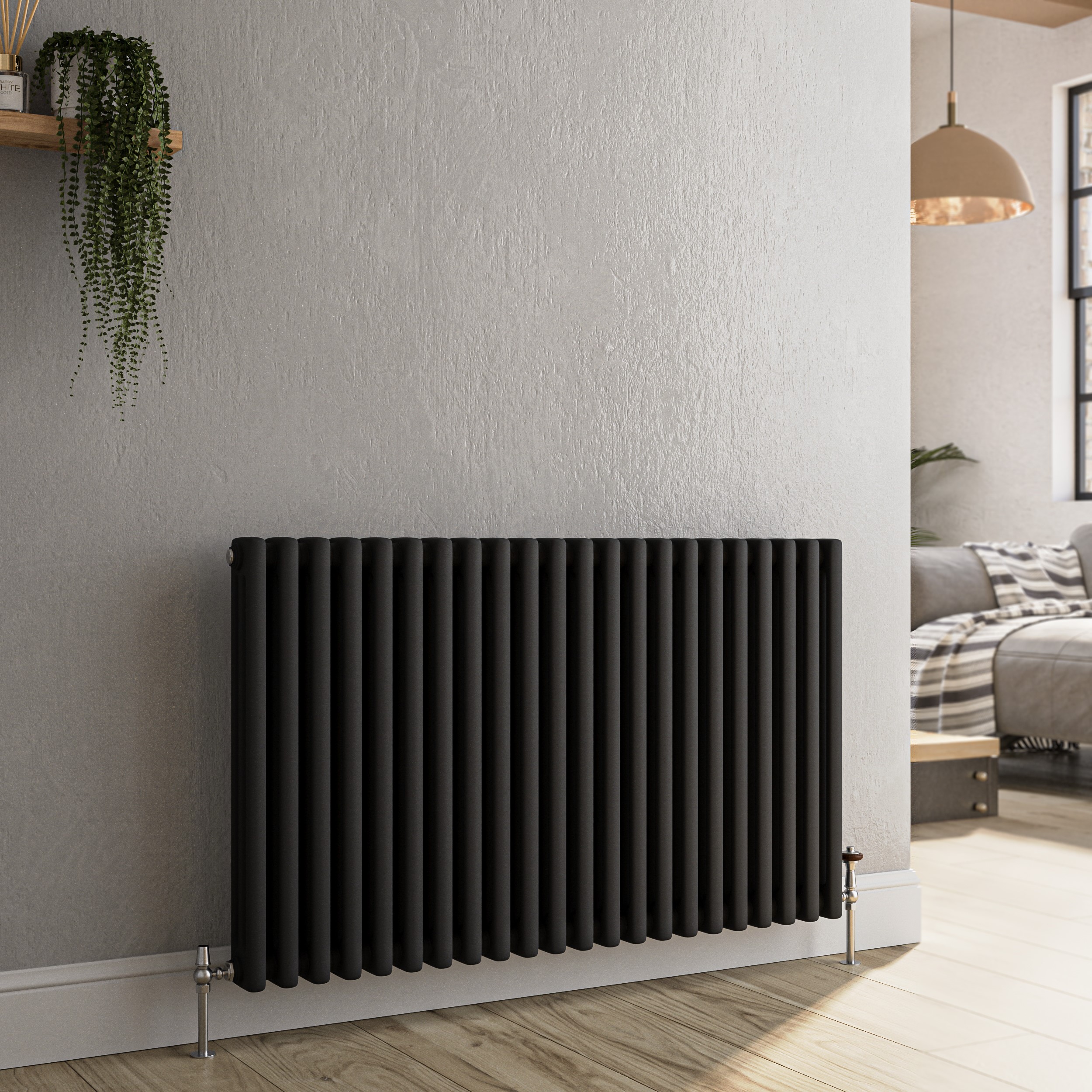 Midnight Horizontal Triple Column Traditional Radiator 600x1010mm 4377 BTU Cast Iron Style