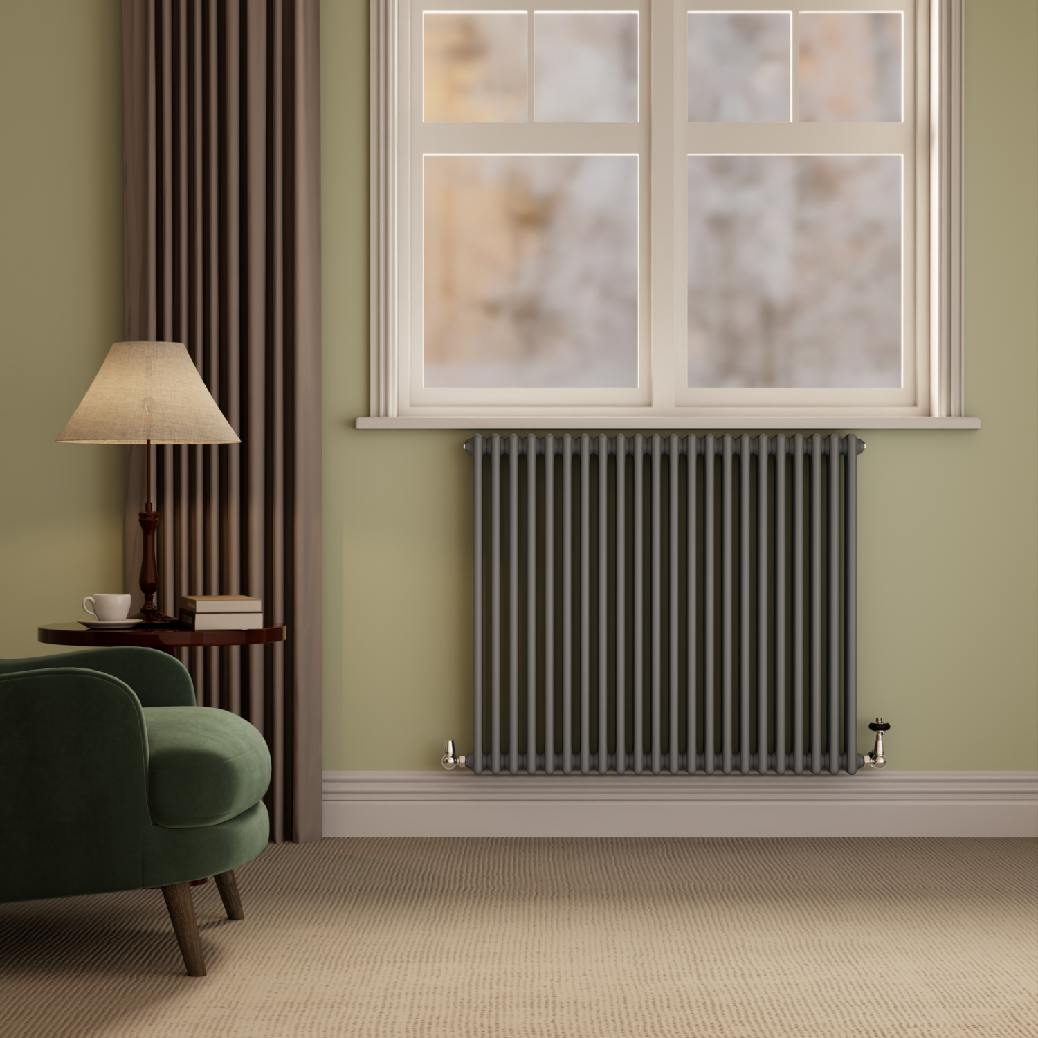 Reggio  Horizontal Triple Column Radiator 800X1010mm 5736 Btu Cast Iron Style HCT22-800-DGCT