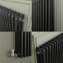 Reggio Anthracite Horizontal Triple Column Radiator 800x1010mm 5736 BTU - Cast Iron Style