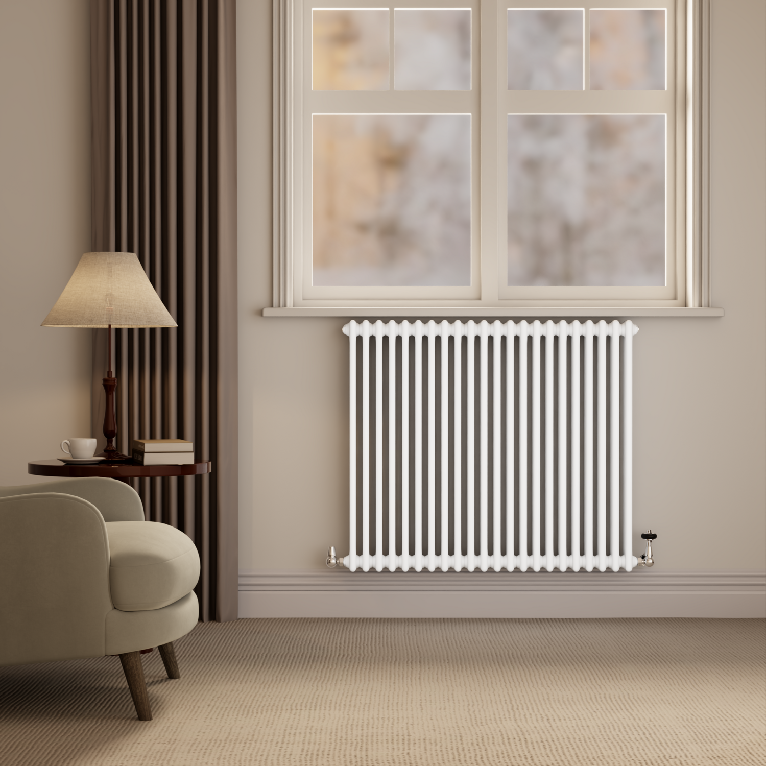 Reggio  Horizontal Triple Column Radiator 800X1010mm 5736 Btu Cast Iron Style HCT22-800-WCT