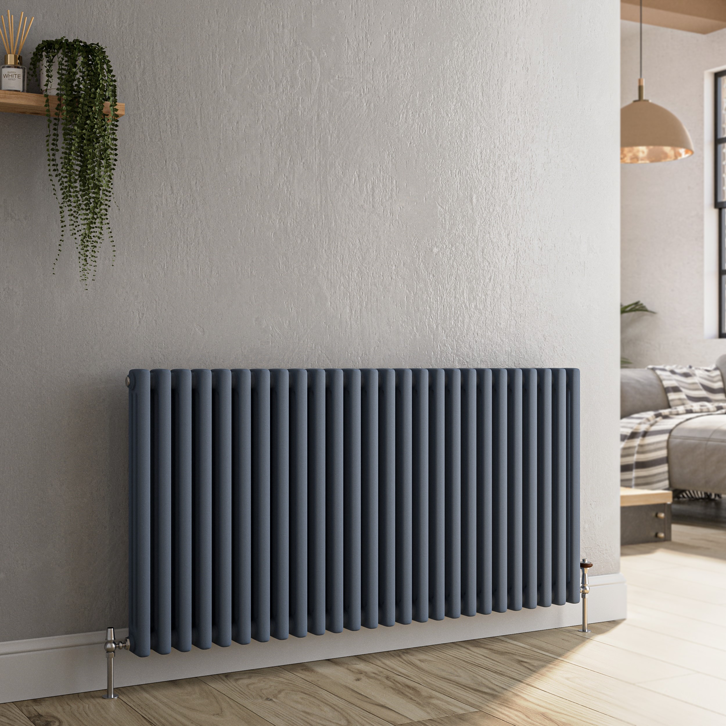 Reggio  Horizontal Triple Column Traditional Radiator 600X1190mm 5173 Btu Cast Iron Style HCT26-600-DGCT