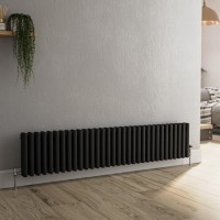 Reggio Midnight Black Horizontal Triple Column Traditional Radiator 300x1460mm 3301 BTU - Cast Iron Style Reggio Midnight Black Horizontal Triple Column Traditional Radiator 300x1460mm 3301 BTU - Cast Iron Style