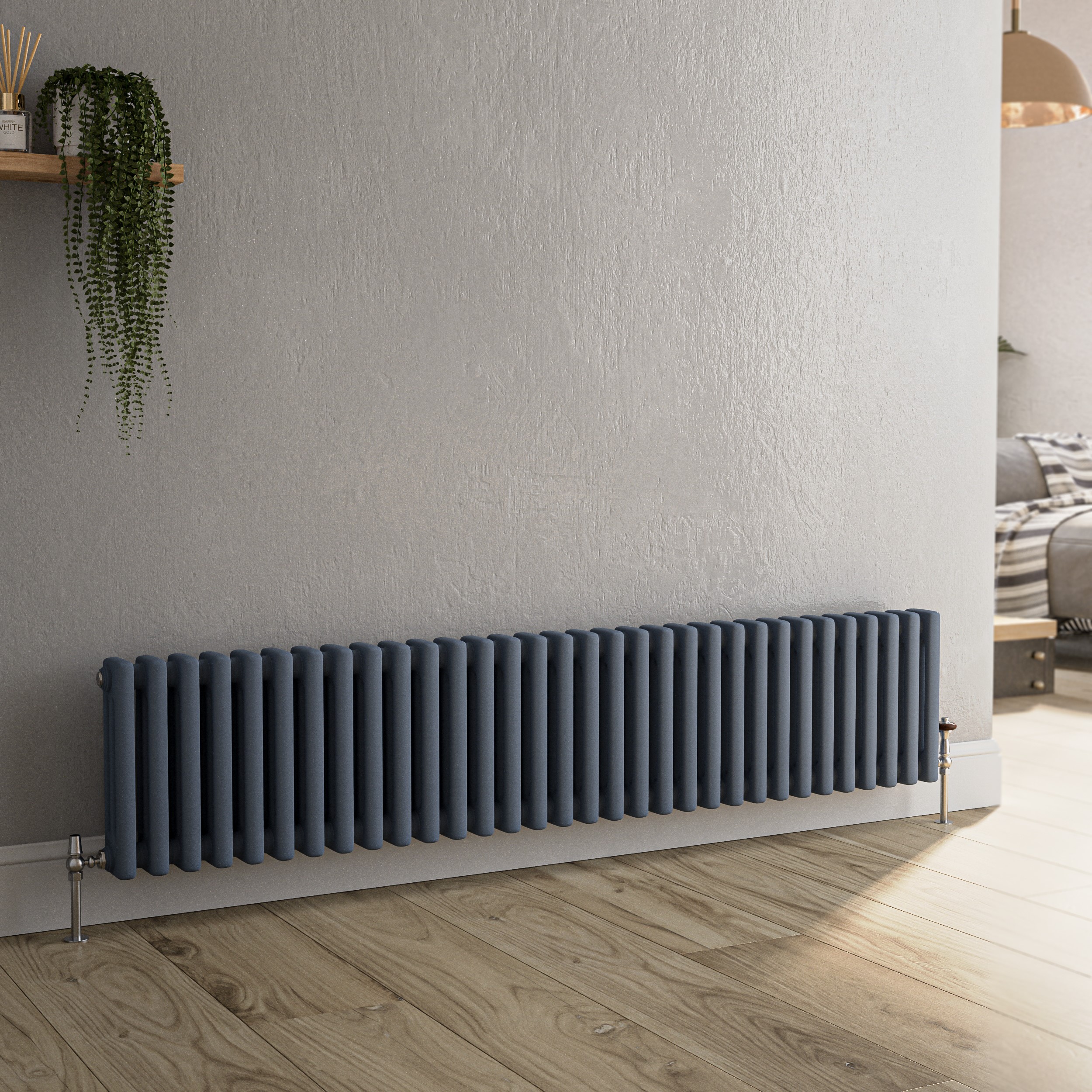Reggio  Horizontal Triple Column Traditional Radiator 300X1460mm 3301 Btu Cast Iron Style HCT32-300-DGCT