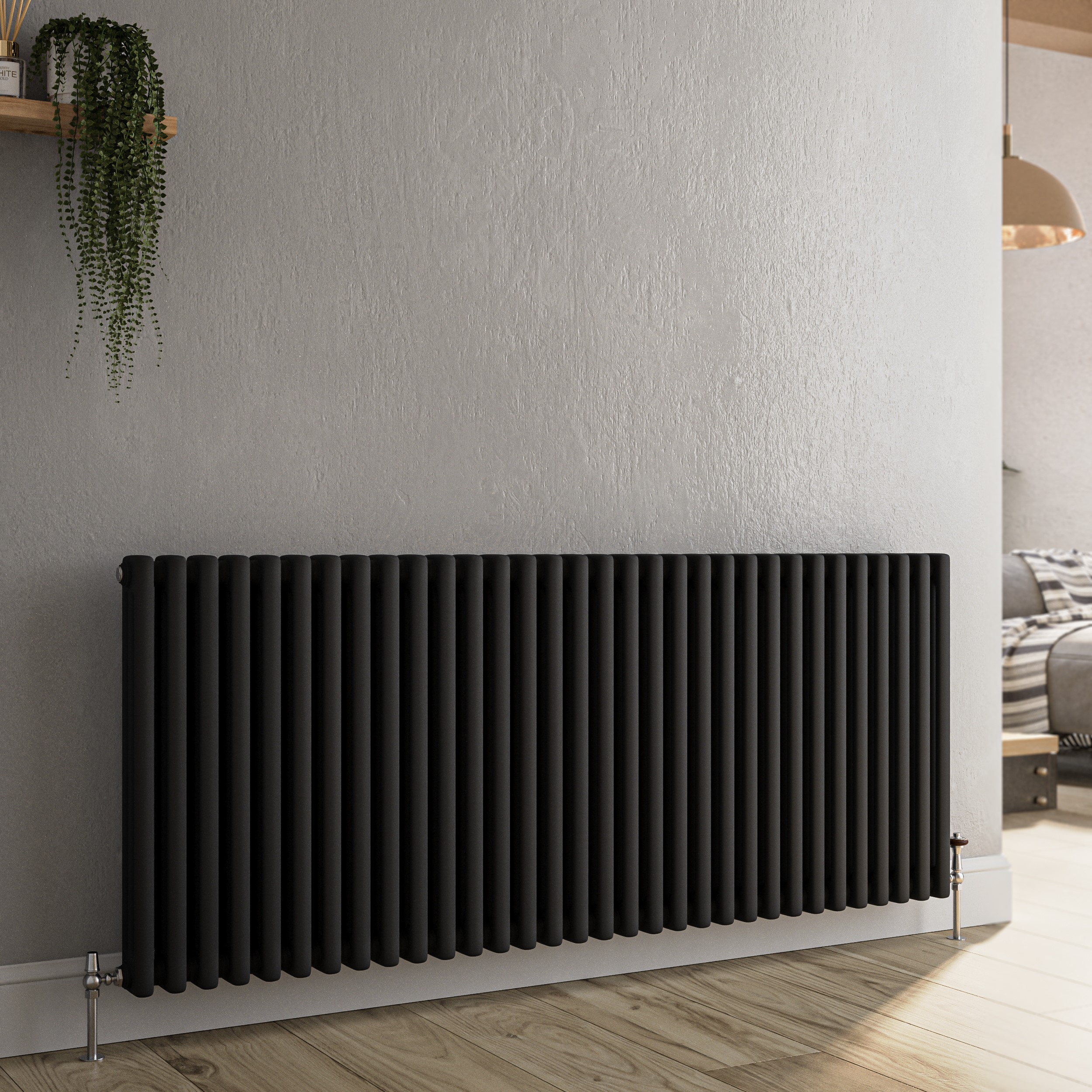 Midnight Horizontal Triple Column Traditional Radiator 600x1460mm 6367 BTU Cast Iron Style