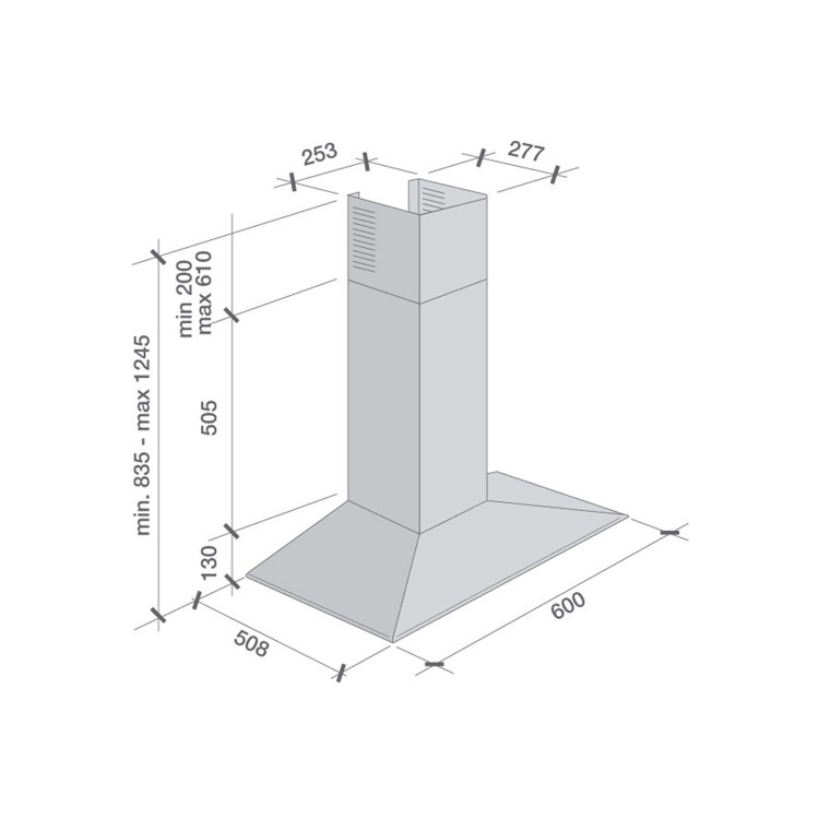 Hoover HCT60/1BX 60cm Chimney Cooker Hood Black