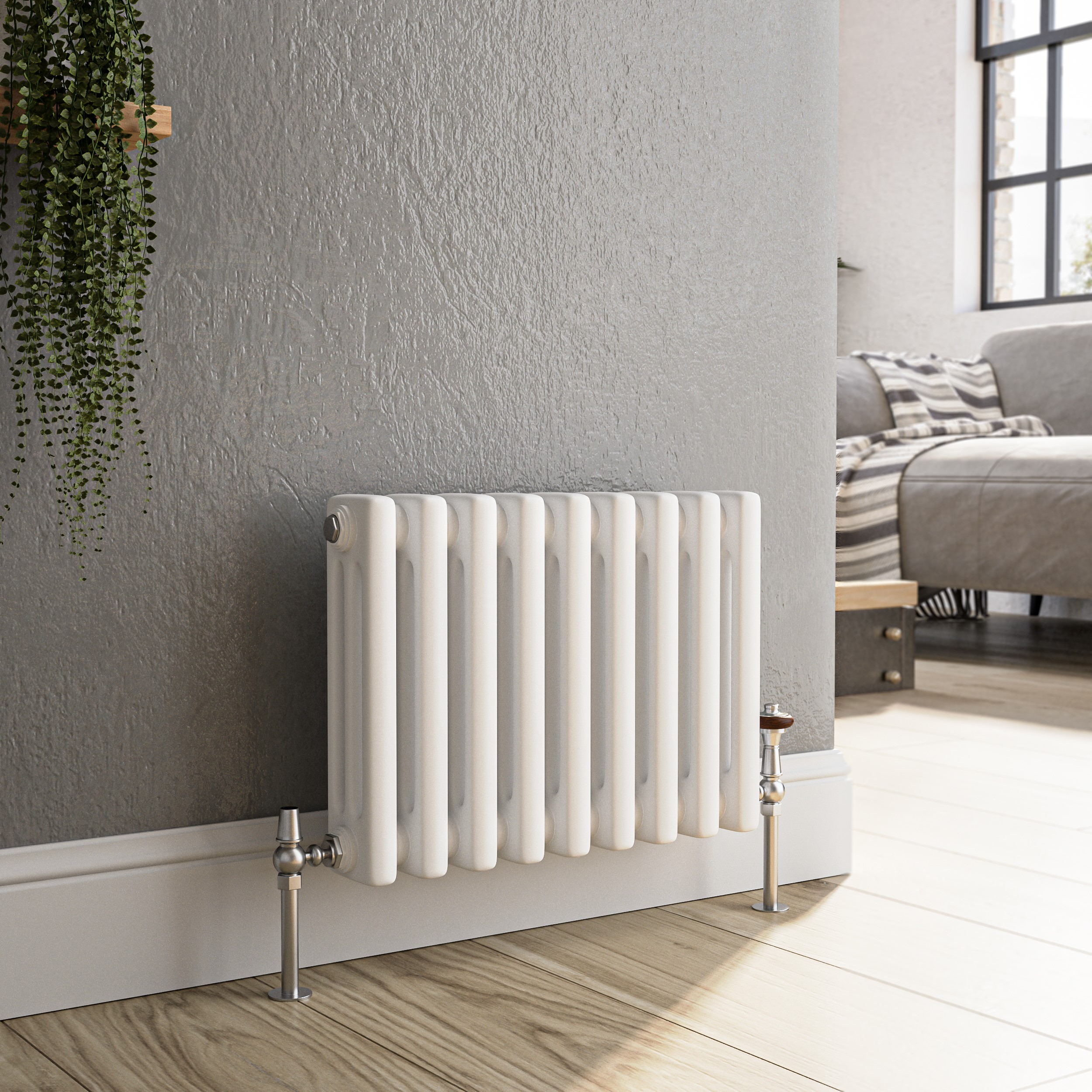 Reggio  Horizontal Triple Column Traditional Radiator 300X425mm 928 Btu Cast Iron Style HCT9-300-WCT