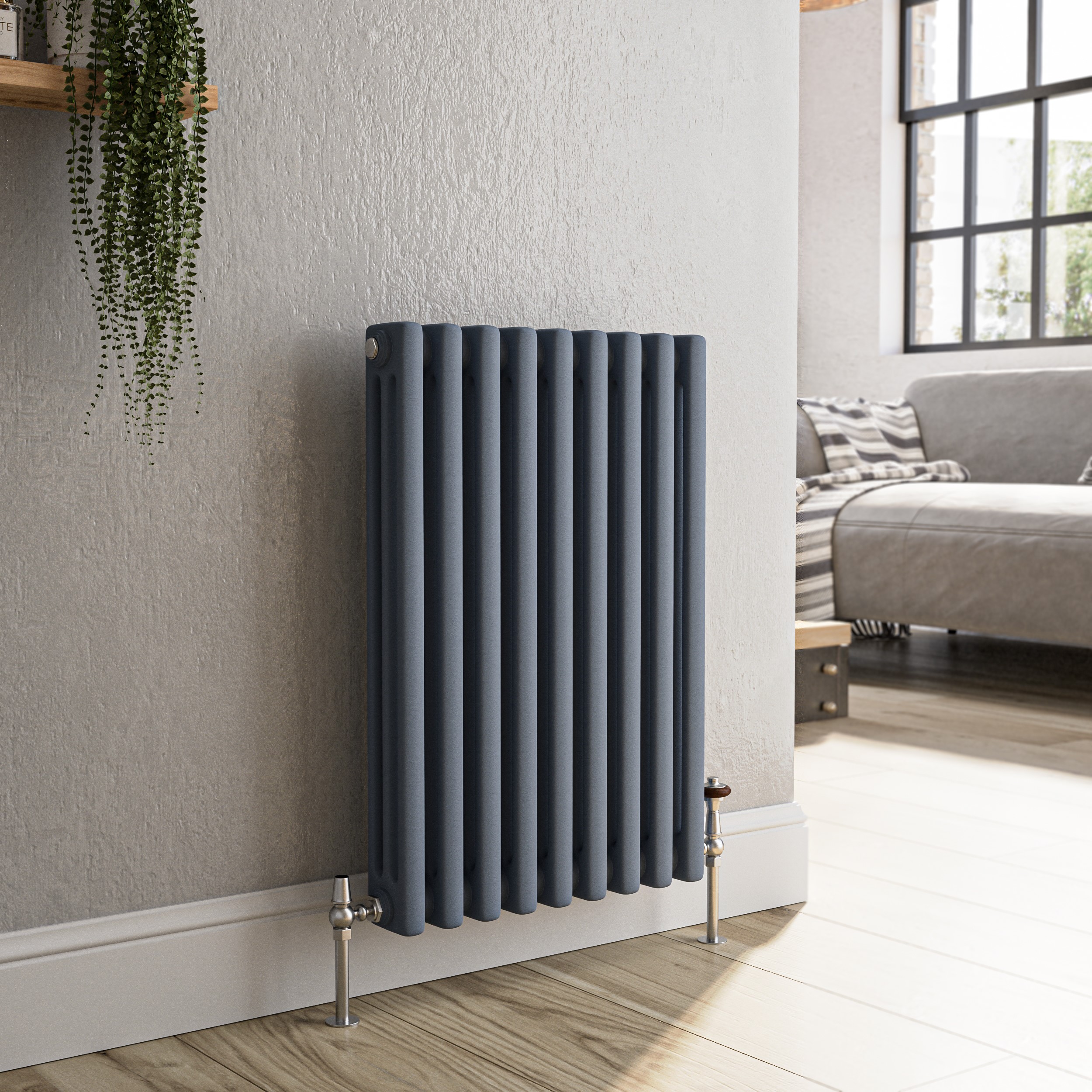 Reggio  Horizontal Triple Column Traditional Radiator 600X425mm 1790 Btu Cast Iron Style HCT9-600-DGCT