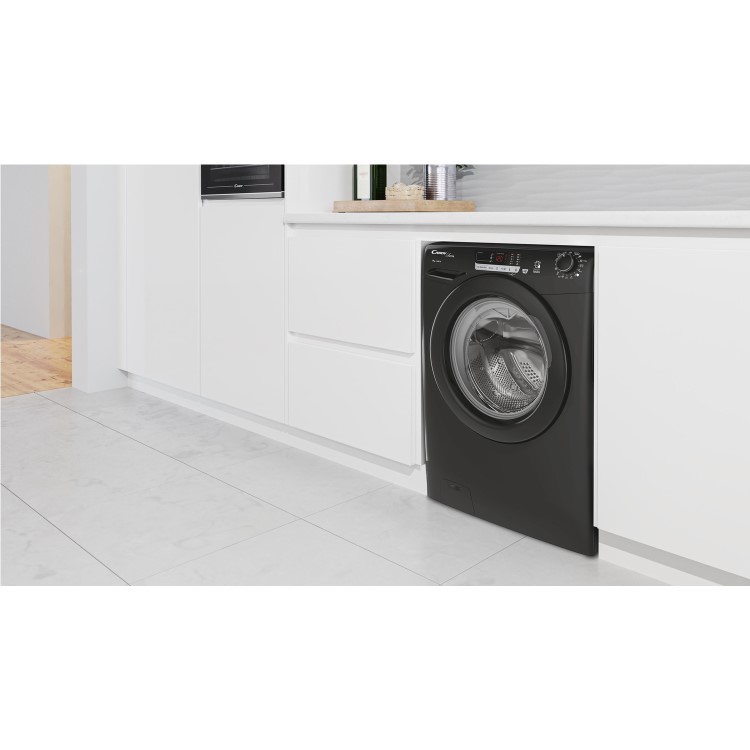 Refurbished Candy Ultra HCU1492DBBE/1-80 Freestanding 9KG 1400 Spin Washing Machine Black