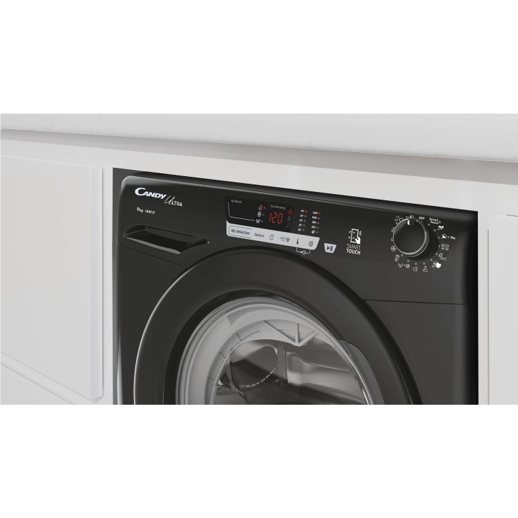 Refurbished Candy Ultra HCU1492DBBE/1-80 Freestanding 9KG 1400 Spin Washing Machine Black