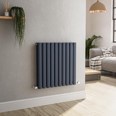 Sorrento Anthracite Horizontal Oval Designer Radiator 600x590mm Double ...