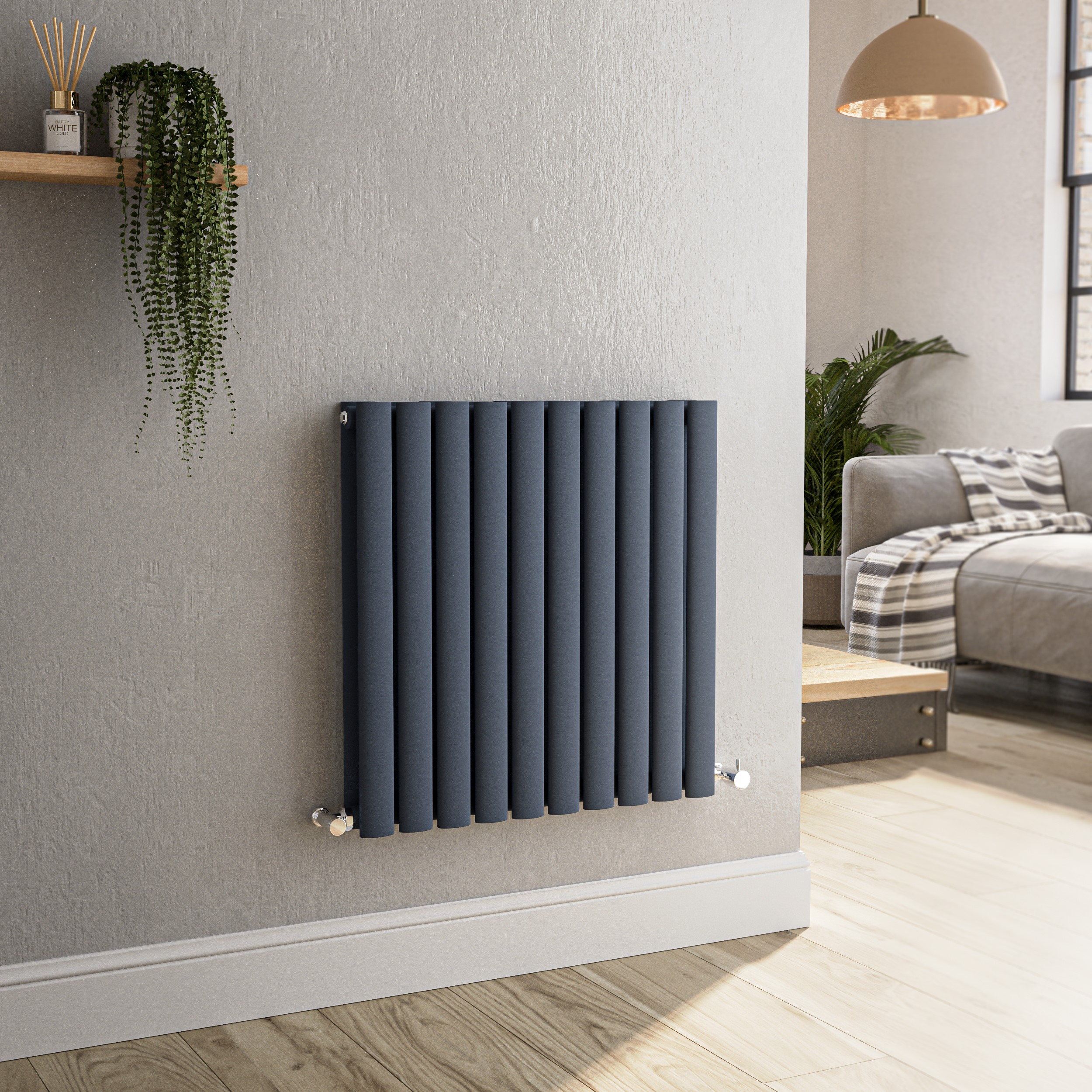 Sorrento  Horizontal Oval Designer Radiator 600X590mm Double Panel 2399 Btu HD10-600-DGCO