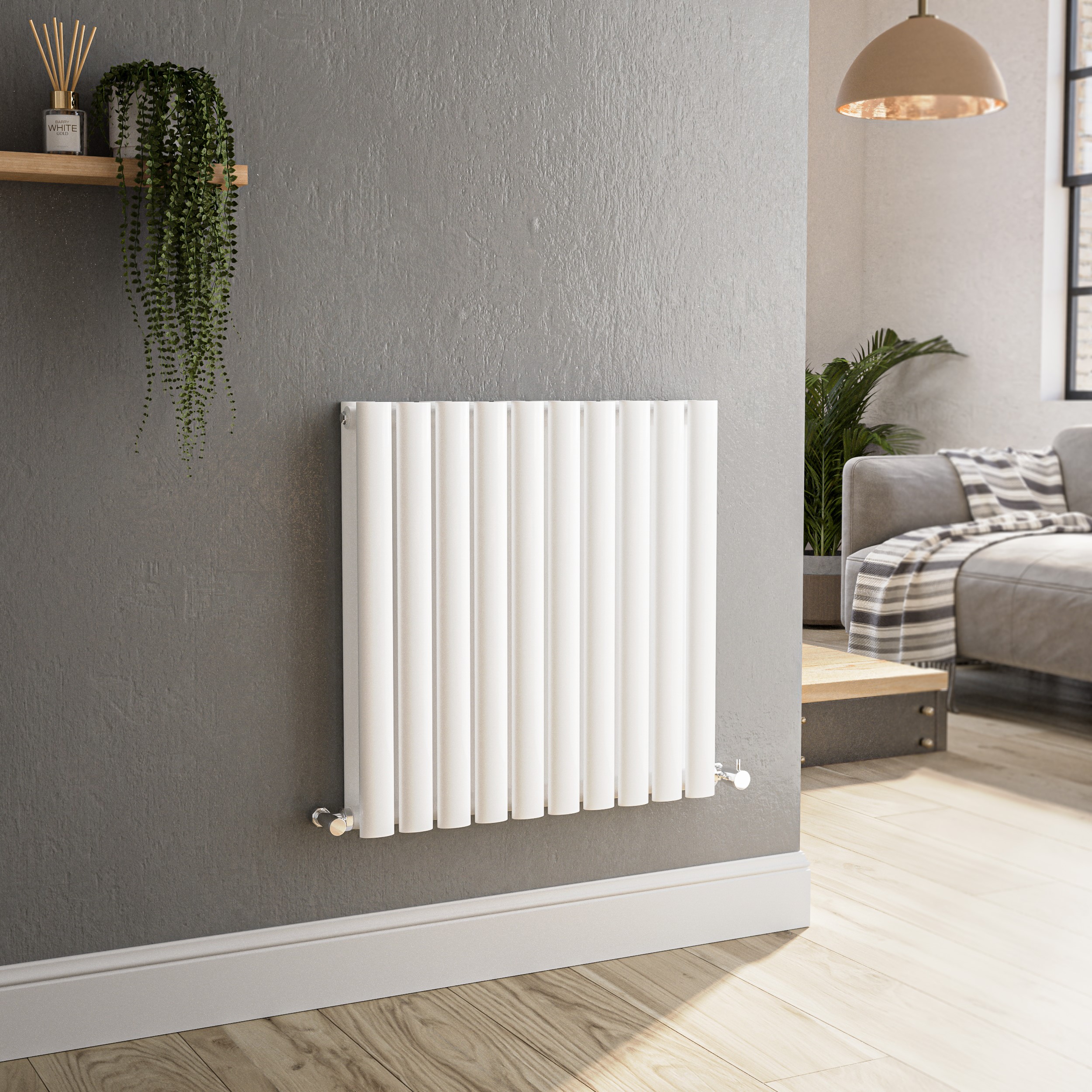 Sorrento  Horizontal Oval Designer Radiator 600X590mm Double Panel 2399 Btu HD10-600-WCO