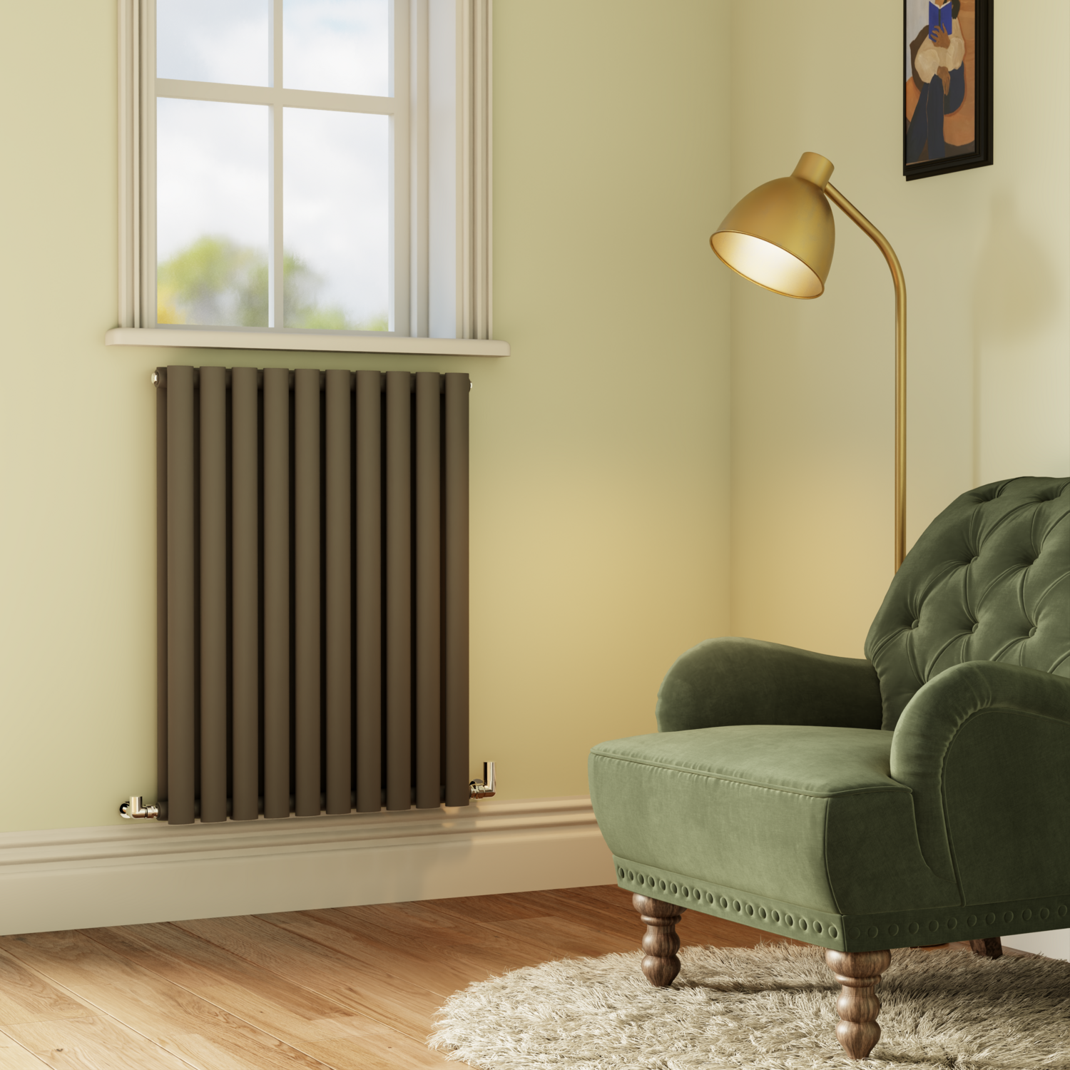 Anthracite Horizontal Oval Designer Radiator 800x590mm Double Panel 3045 BTU