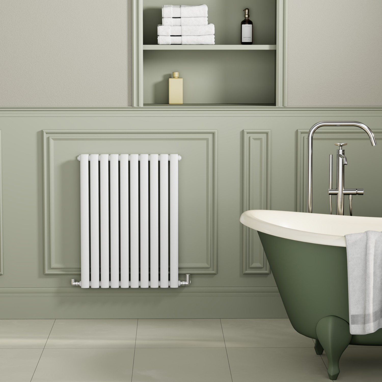 Sorrento  Horizontal Oval Designer Radiator 800X590mm Double Panel 3045 Btu HD10-800-WCO