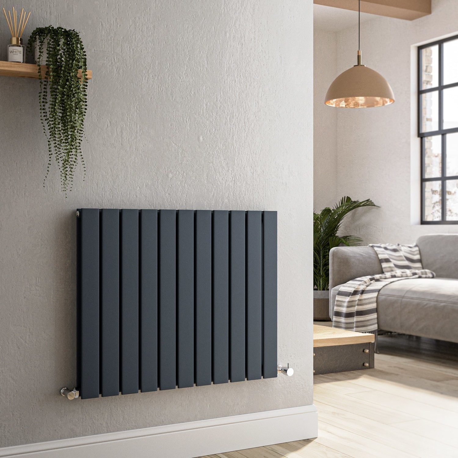 Riace  Horizontal Flat Designer Radiator 600X748mm Double Panel 2827 Btu HD11-600-DGCF