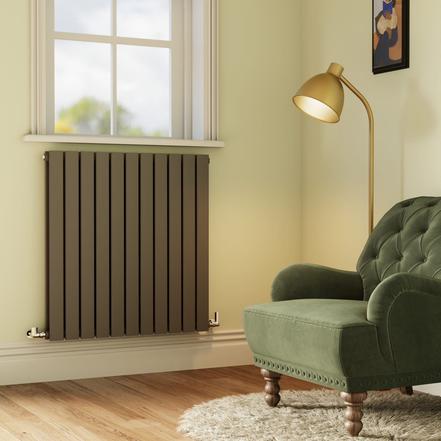 Riace  Horizontal Flat Designer Radiator 800X748mm Double Panel 3628 Btu HD11-800-DGCF